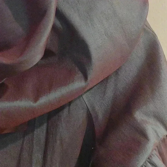 Samuel Dong women's small iridescent black zip snap lined balloon sleeves jacket - Picture 2 of 6